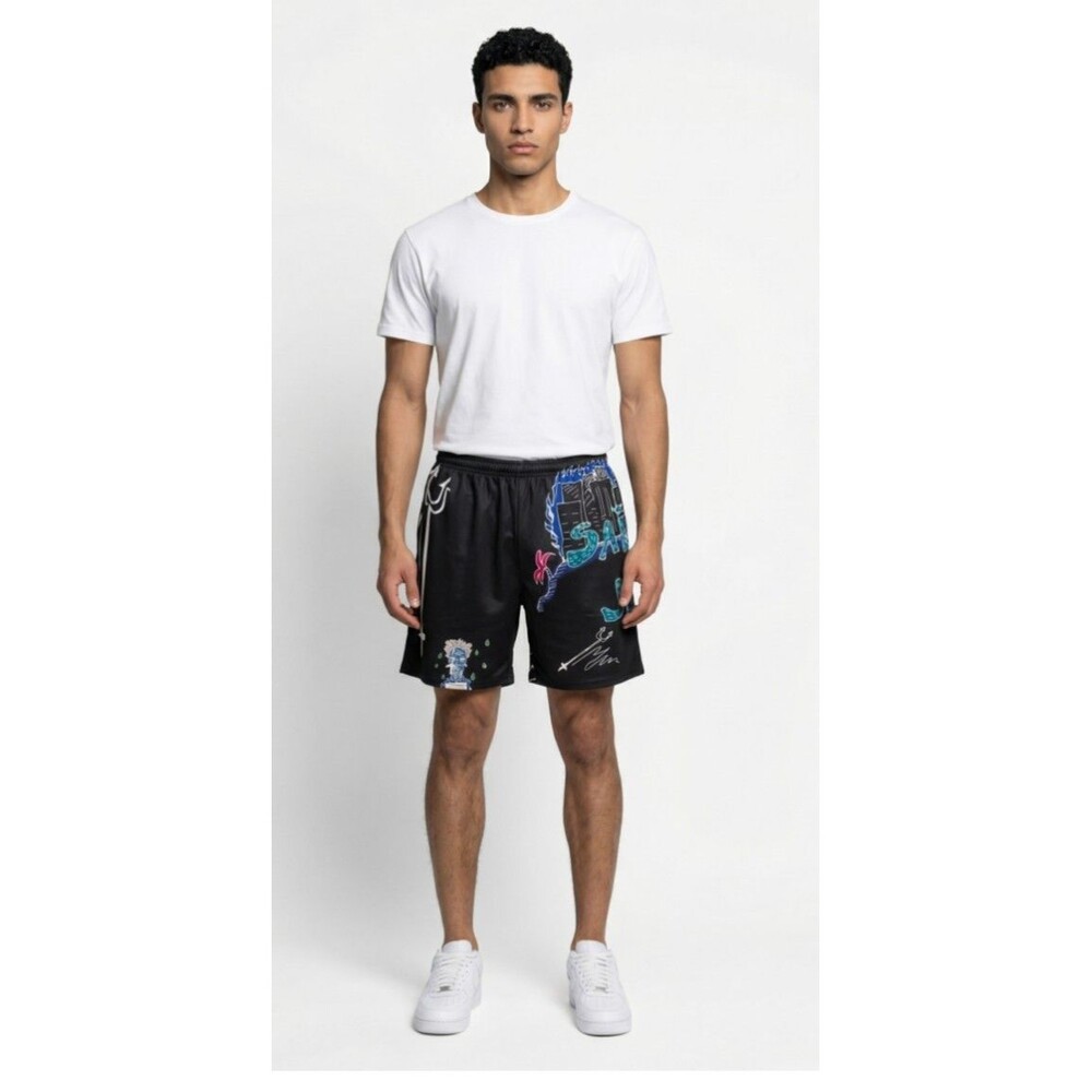 SAINt JHN Not A Cult Christian Sex Club Black Shorts Size Small-Med Graffiti